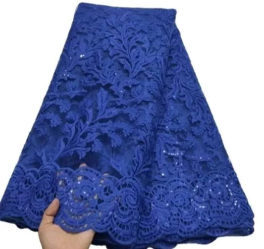 Royal blue tulle Lace Fabric (5yards)