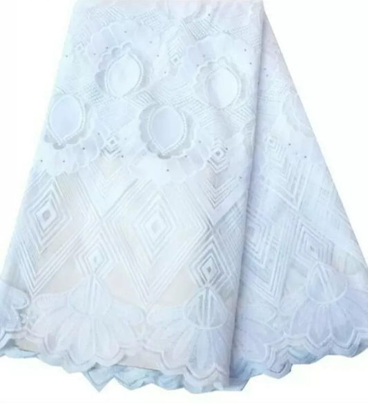 Beautiful white lace fabric (5yards)