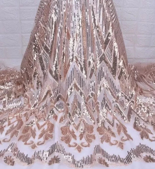 Gold tulle sequins embroidery Lace Fabric (5yards)